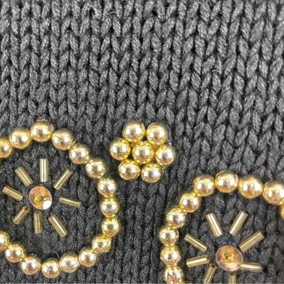 Marmie West Vintage 80s/90s Black Chunky Knit Gold Beaded Eclectic Artsy Glam S - Picture 9 of 13